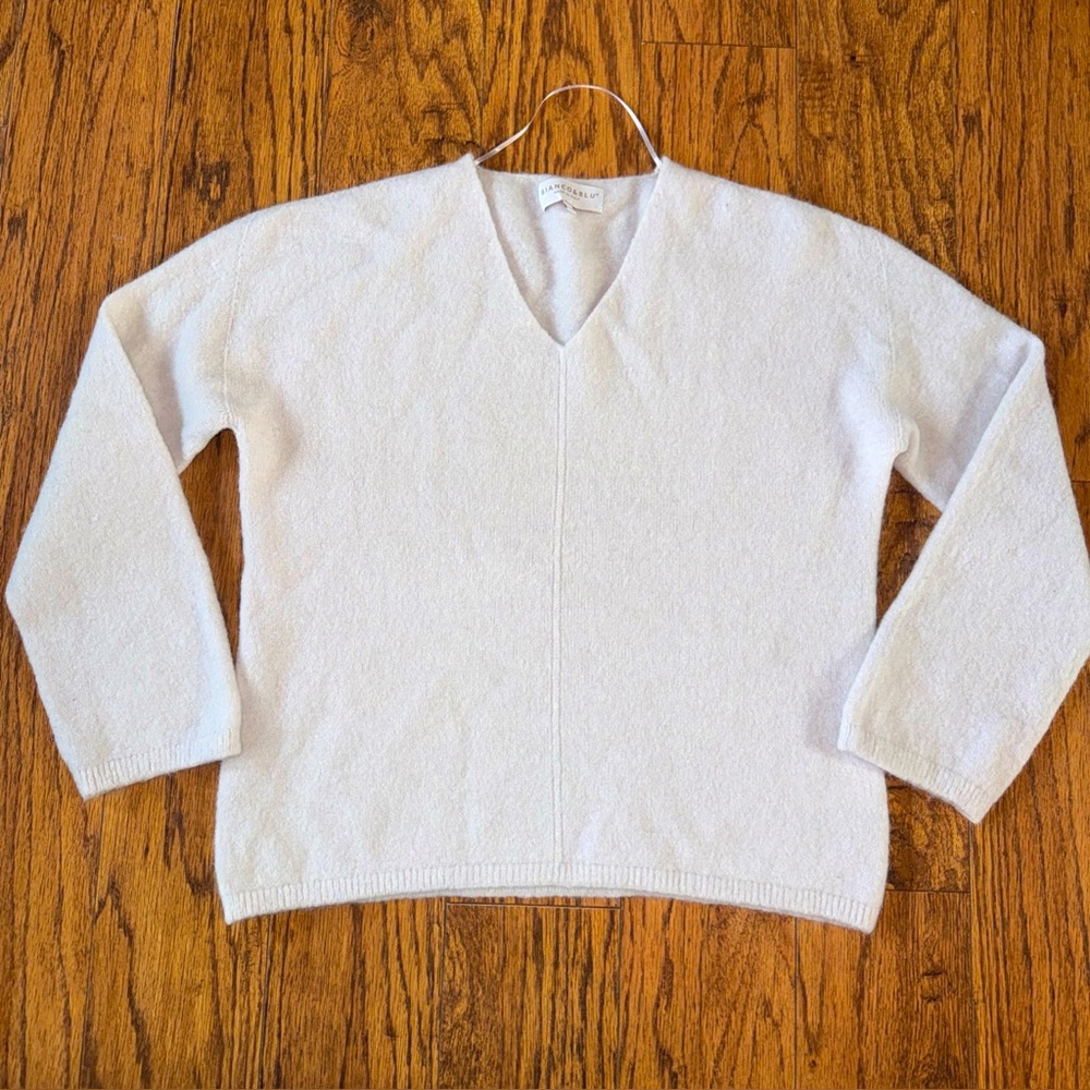 Bianco & Blu Vintage Pullover Sweater Sz S Made In Italy Alpaca Wool Blend Beige